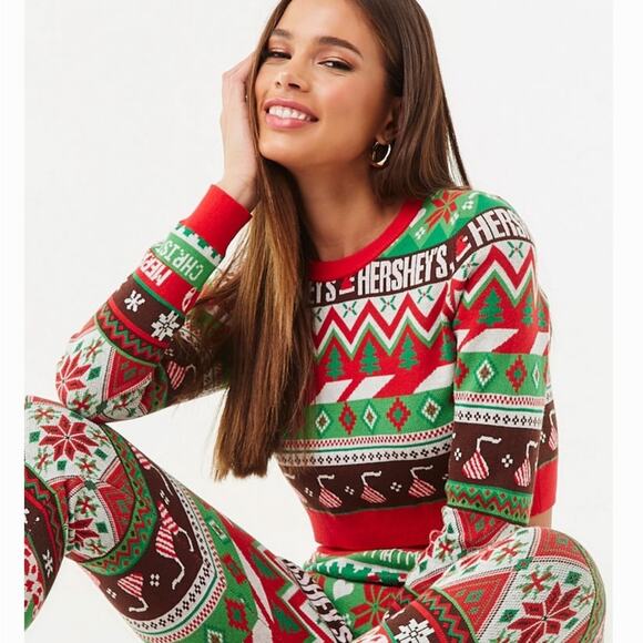 Chocolate Crop Sweater Hersheys x Forever 21 Collective Medium long sleeve - Picture 1 of 13